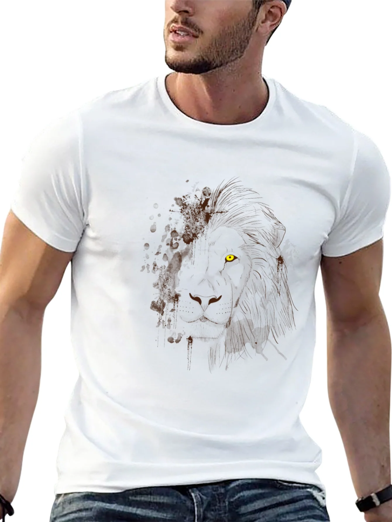 Lion Graphic Black T-Shirt - Mens Modern Tee