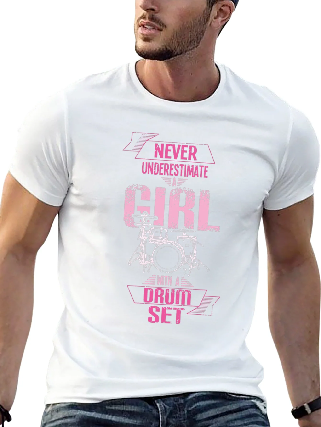 Never Underestimate a Girl Drum Set T-Shirt