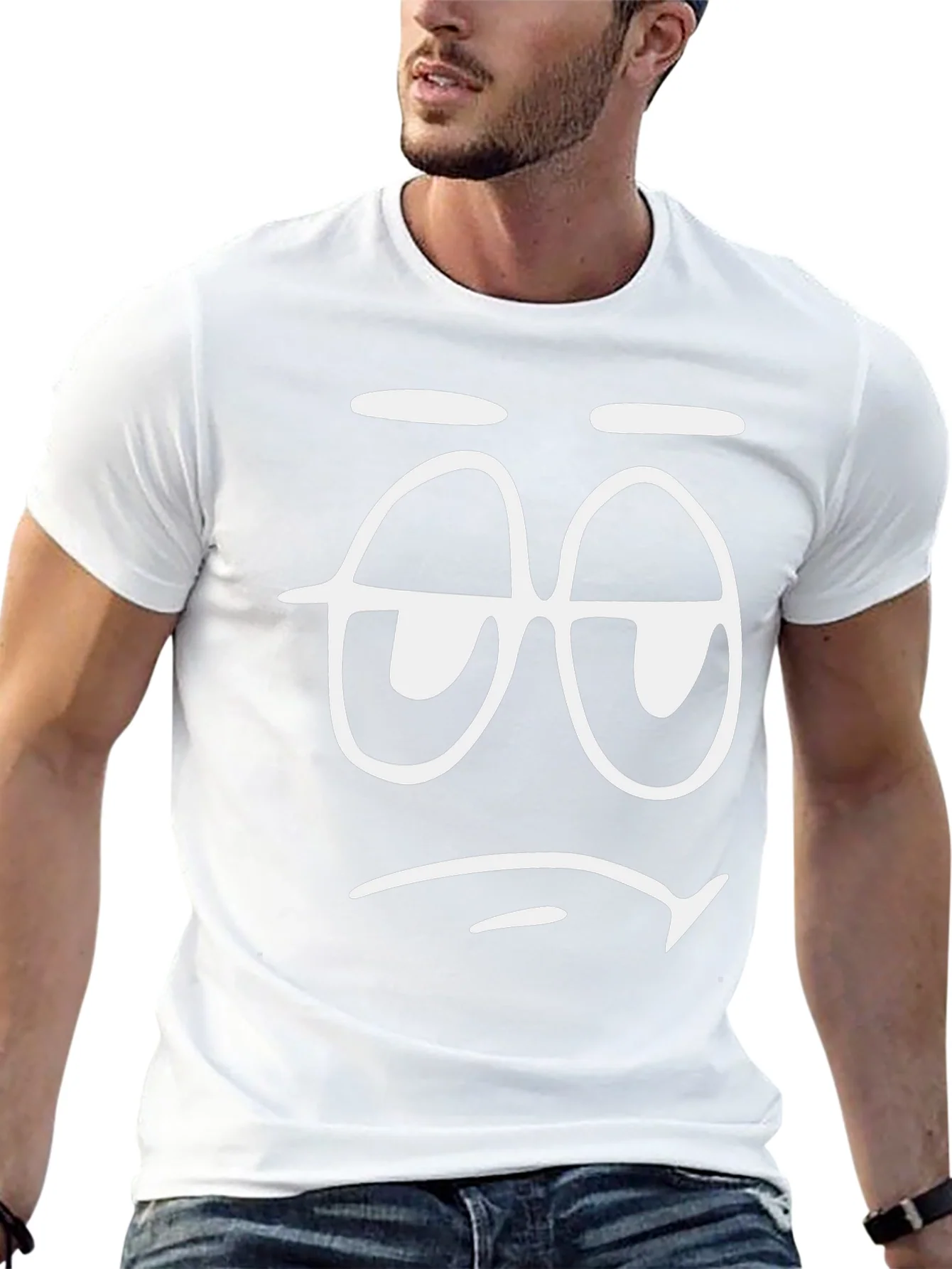 Sleepy Face Graphic T-Shirt - Black Cotton Tee