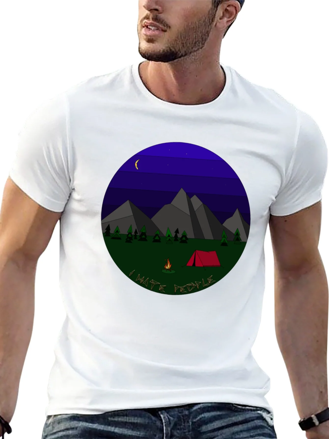 I Hate People Camping Graphic T-Shirt - Black