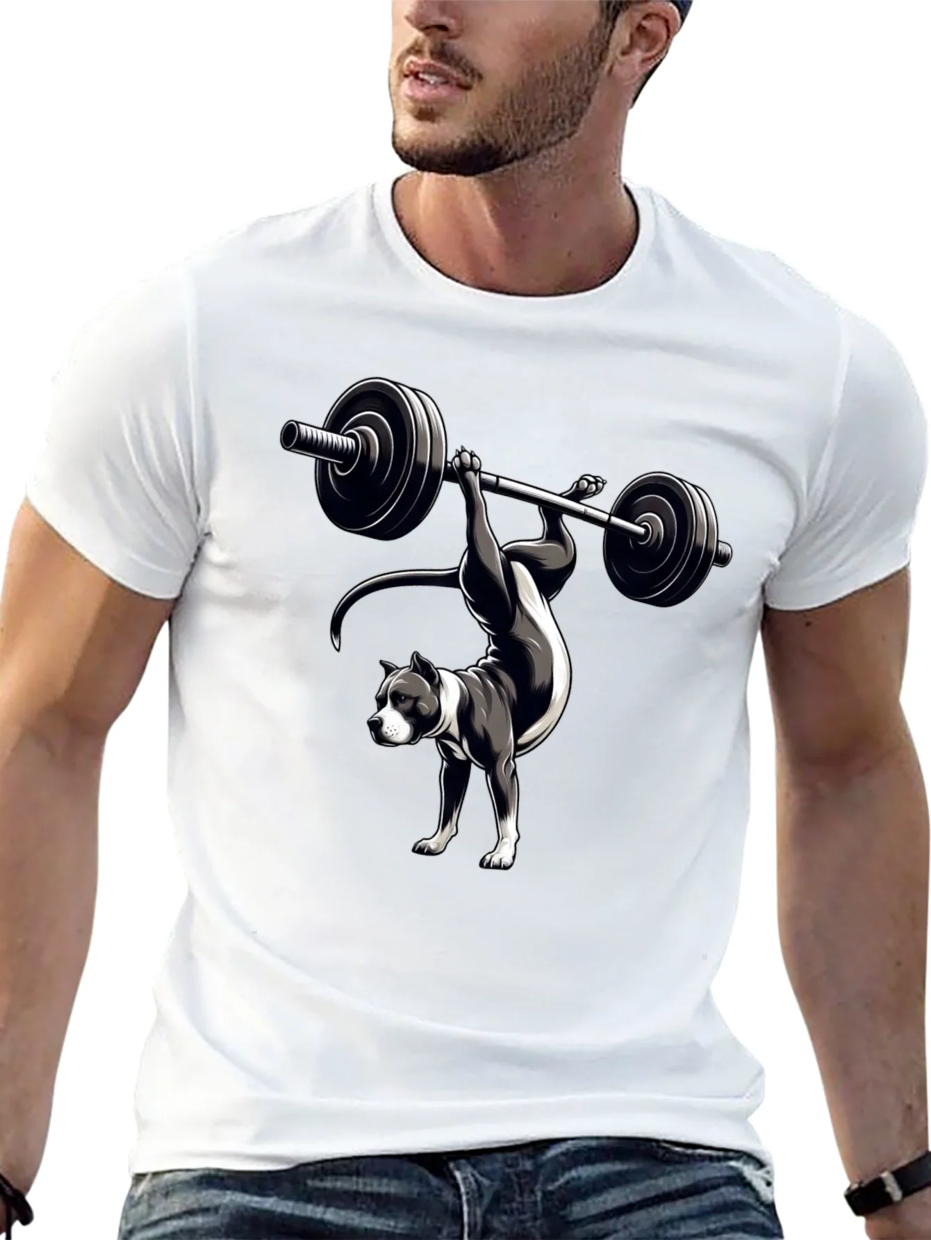 Pitbull Weightlifting T-Shirt - Dog Workout Tee