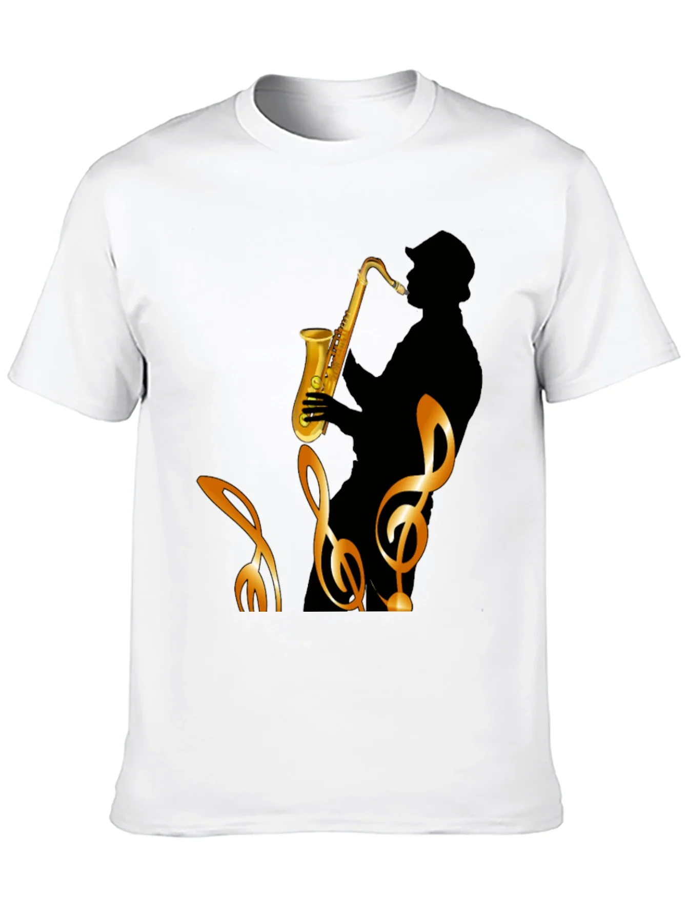 Saxophone Silhouette Graphic Tee - Mens Black T-Shirt