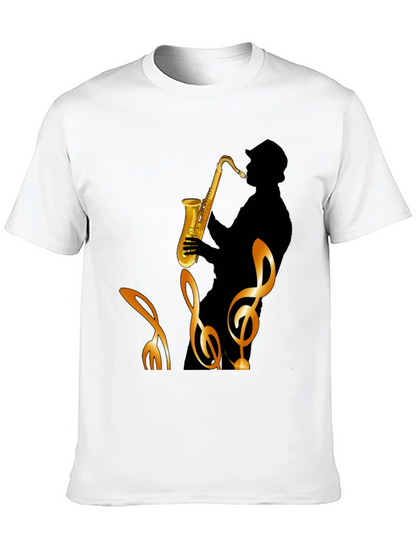 Saxophone Silhouette Graphic Tee - Mens Black T-Shirt