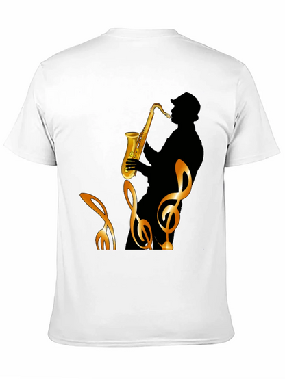 Saxophone Silhouette Graphic Tee - Mens Black T-Shirt