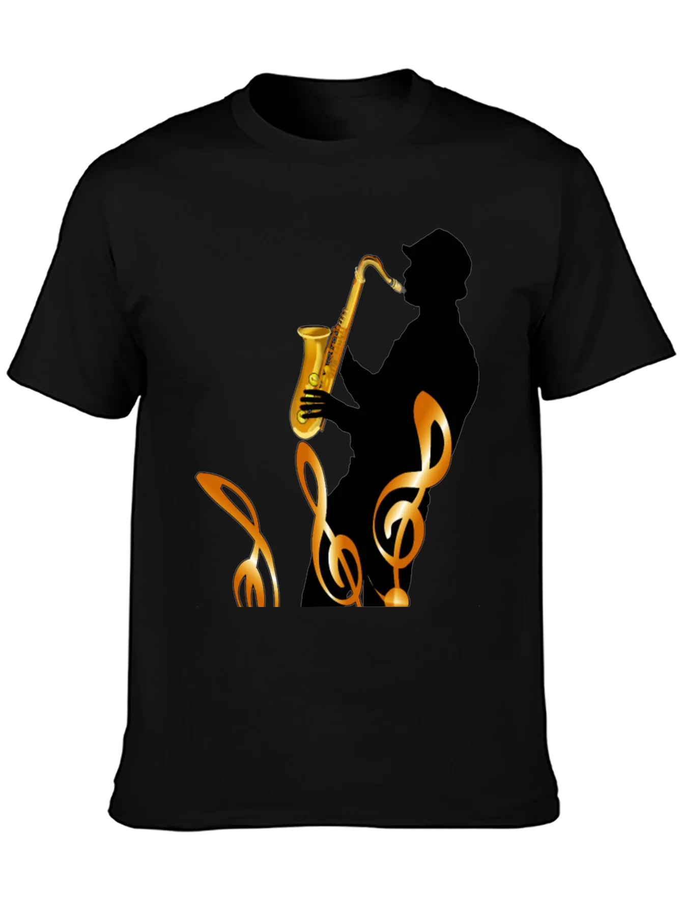Saxophone Silhouette Graphic Tee - Mens Black T-Shirt