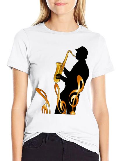 Saxophone Silhouette Graphic Tee - Mens Black T-Shirt