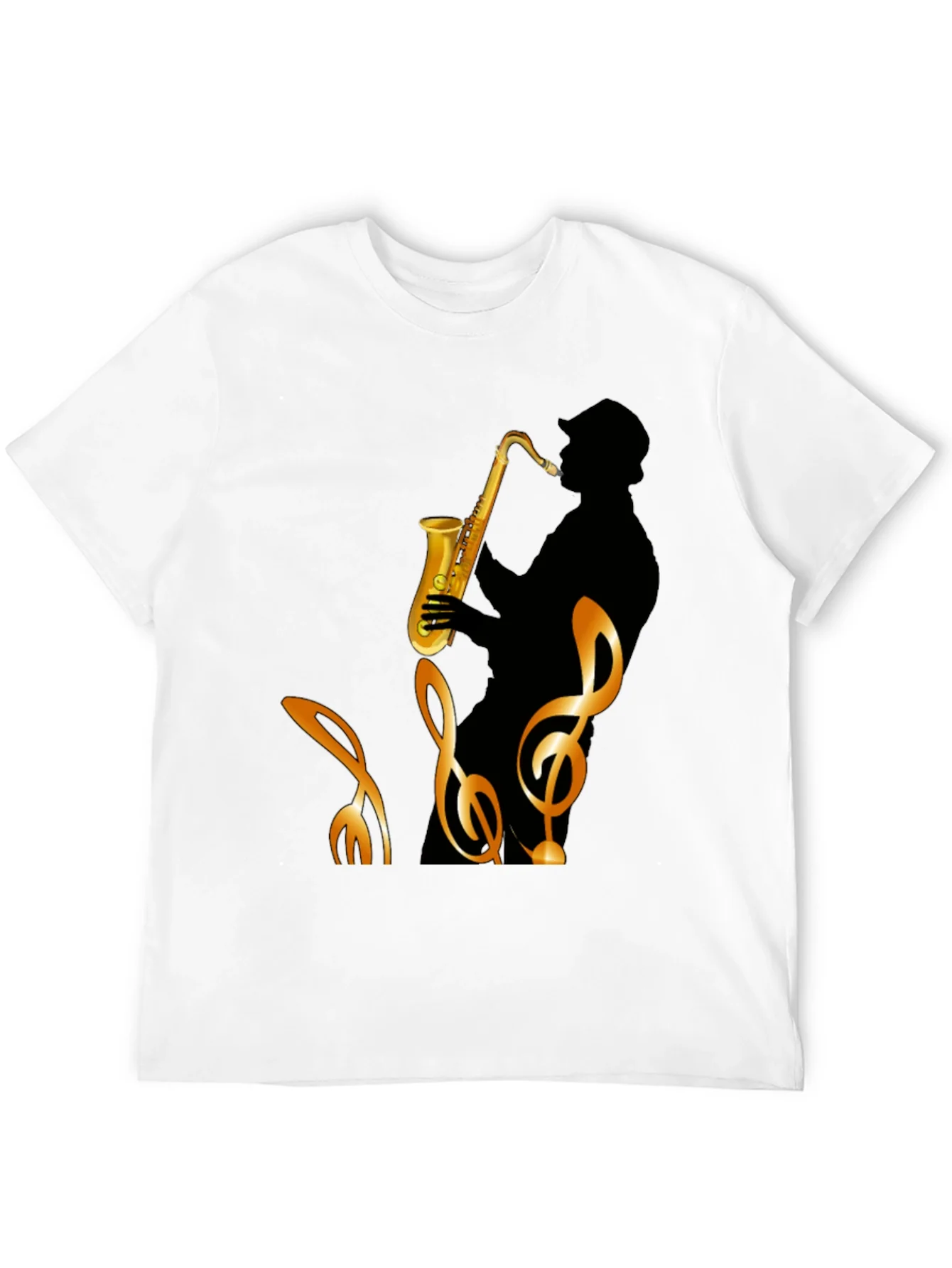 Saxophone Silhouette Graphic Tee - Mens Black T-Shirt