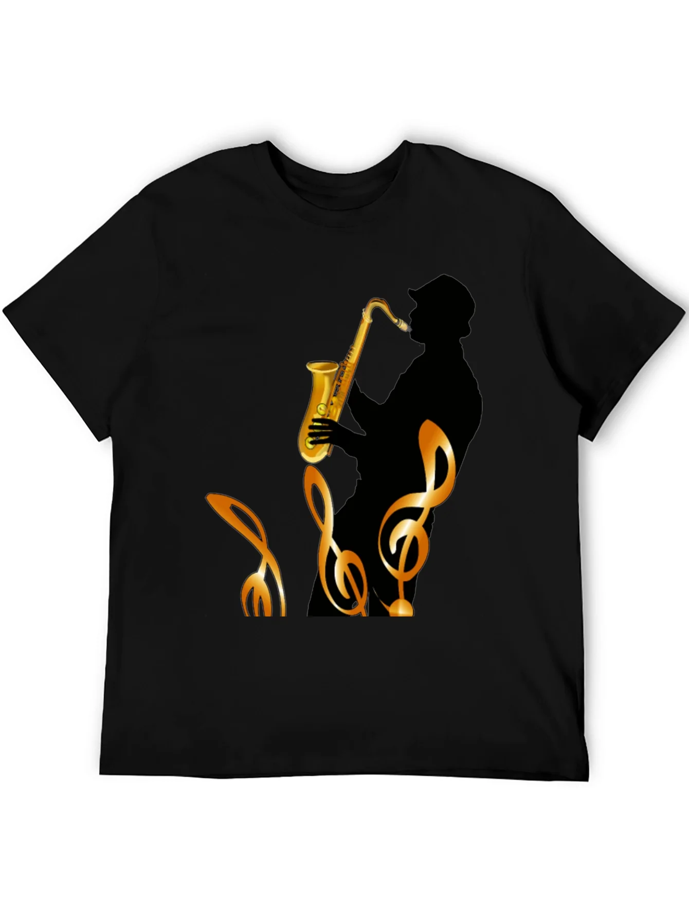 Saxophone Silhouette Graphic Tee - Mens Black T-Shirt