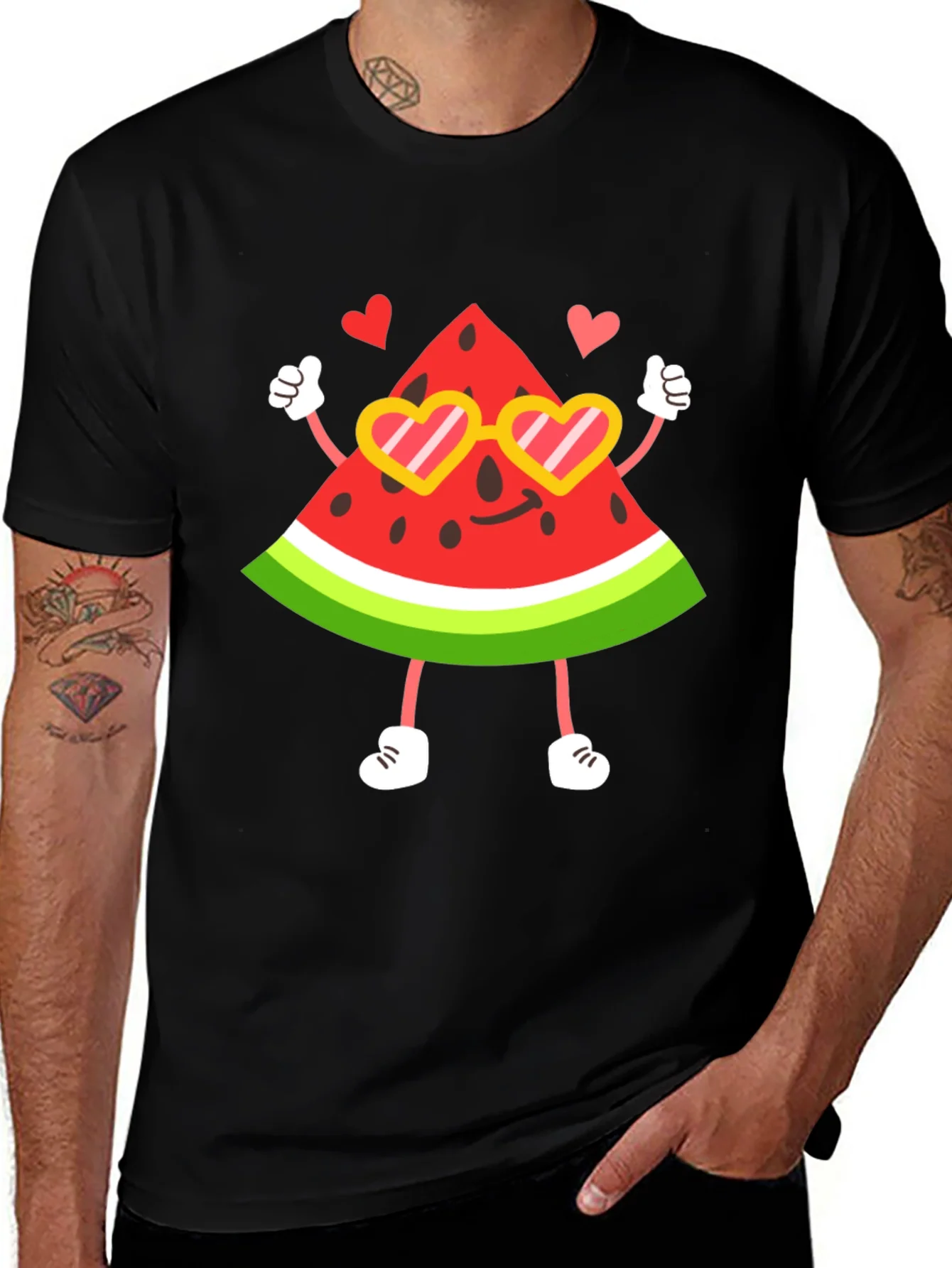Cute Watermelon Character Graphic Tee