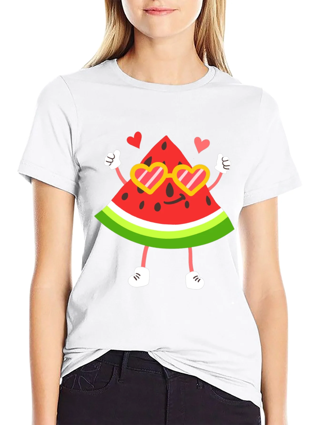 Cute Watermelon Character Graphic Tee