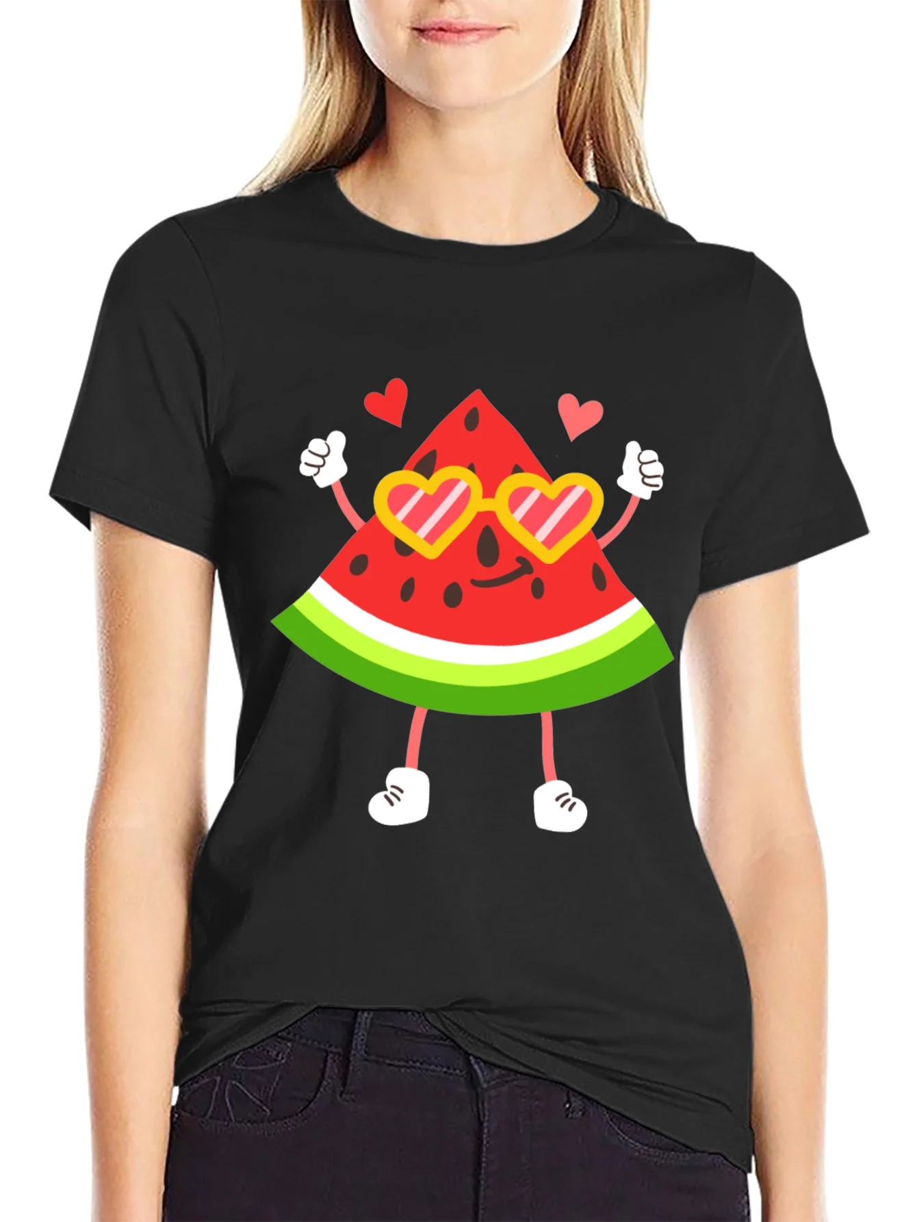 Cute Watermelon Character Graphic Tee