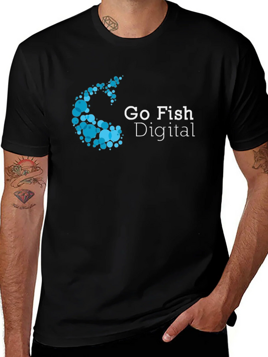 Go Fish Digital T-Shirt - Black Cotton Blend Graphic Tee