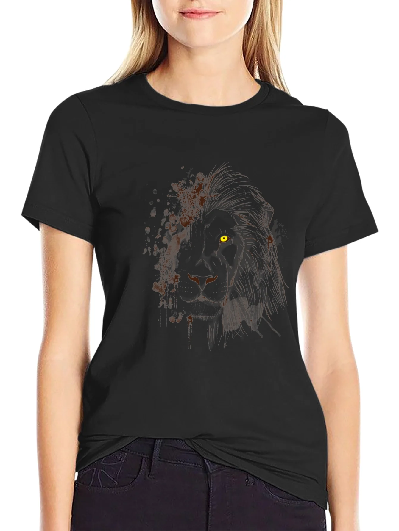 Lion Graphic Black T-Shirt - Mens Modern Tee