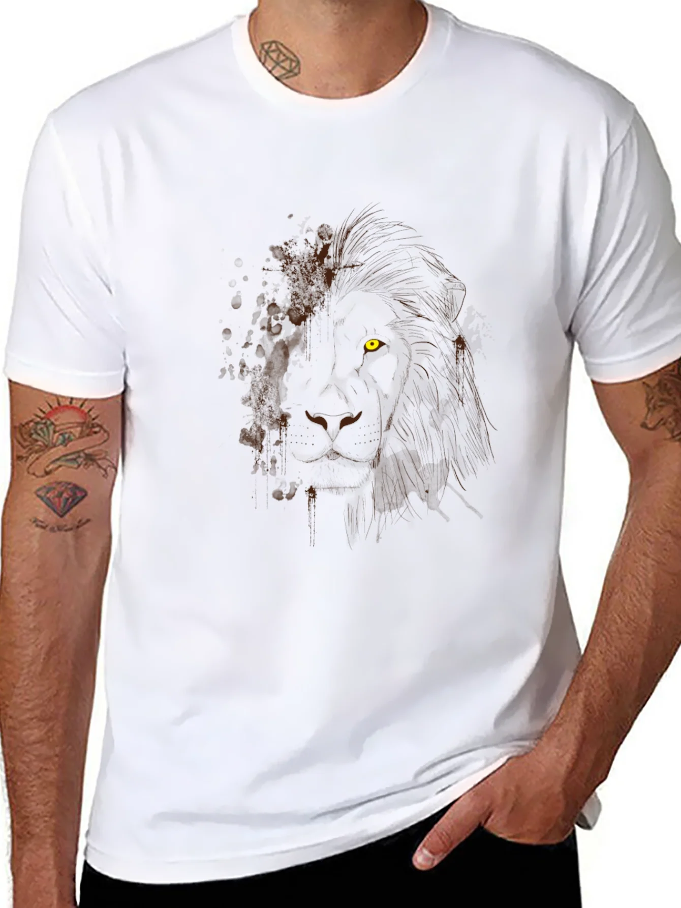 Lion Graphic Black T-Shirt - Mens Modern Tee