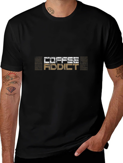 Coffee Addict Graphic Tee - Black Cotton T-Shirt
