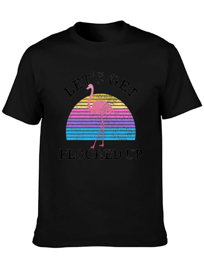 Lets Get Flocked Up Retro Flamingo T-Shirt