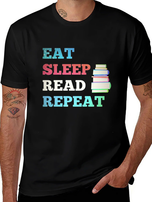 Eat Sleep Read Repeat Graphic Tee - Book Lover Shirt