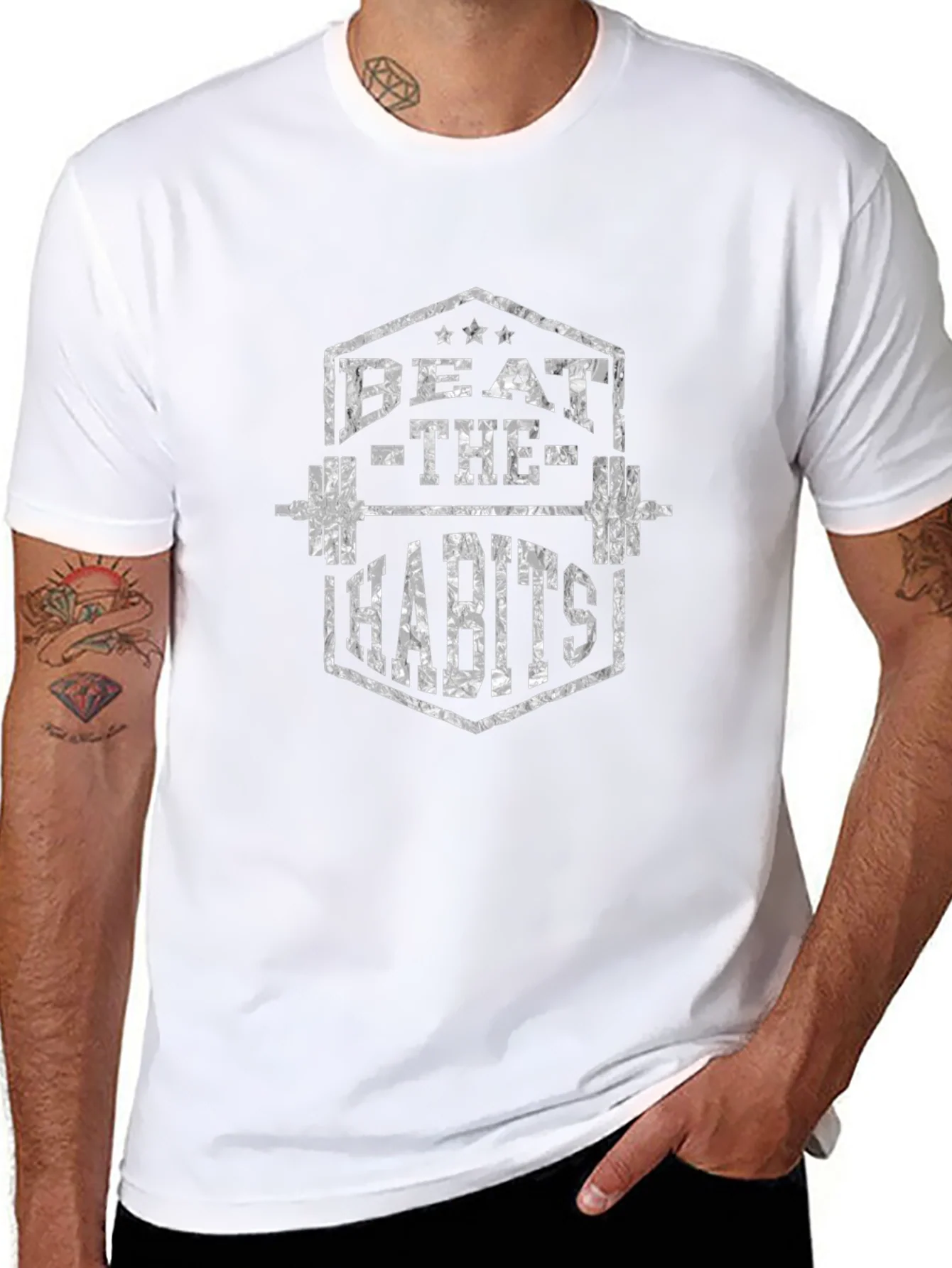 Beat the Habits Gym T-Shirt - Black Graphic Tee