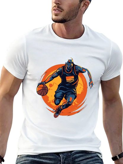 Basketball Graphic Tee - Black Cotton Shirt