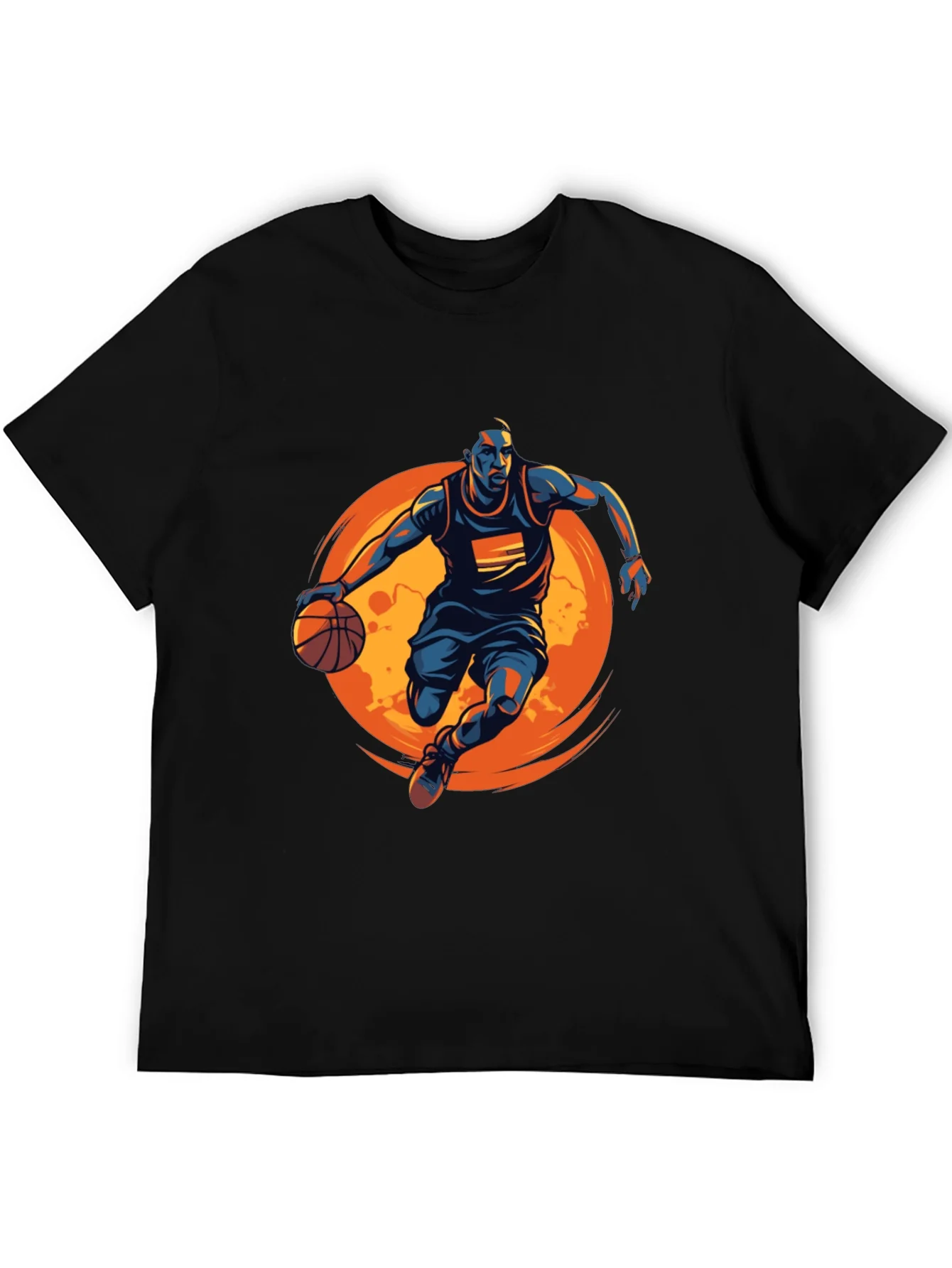 Basketball Graphic Tee - Black Cotton Shirt