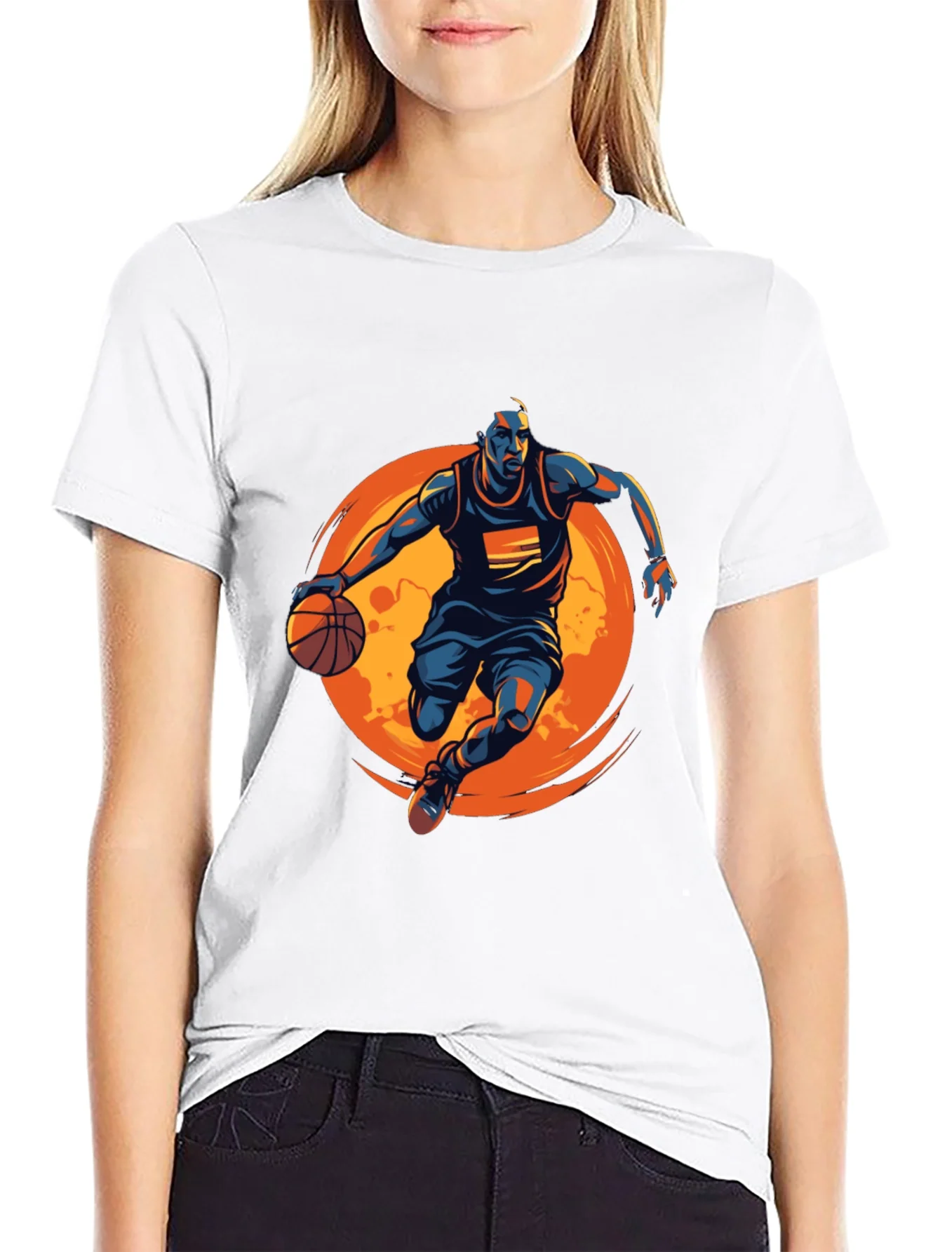 Basketball Graphic Tee - Black Cotton Shirt