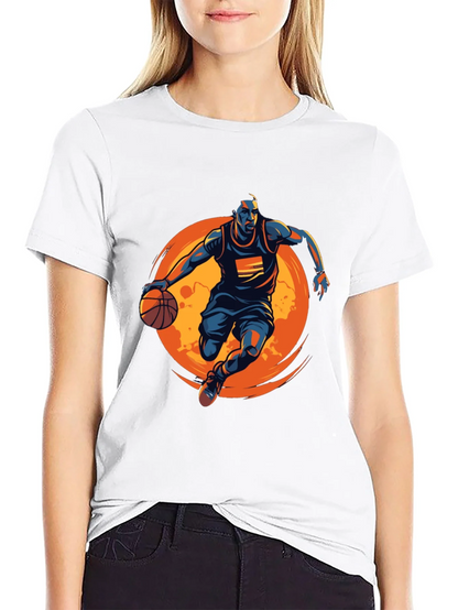 Basketball Graphic Tee - Black Cotton Shirt