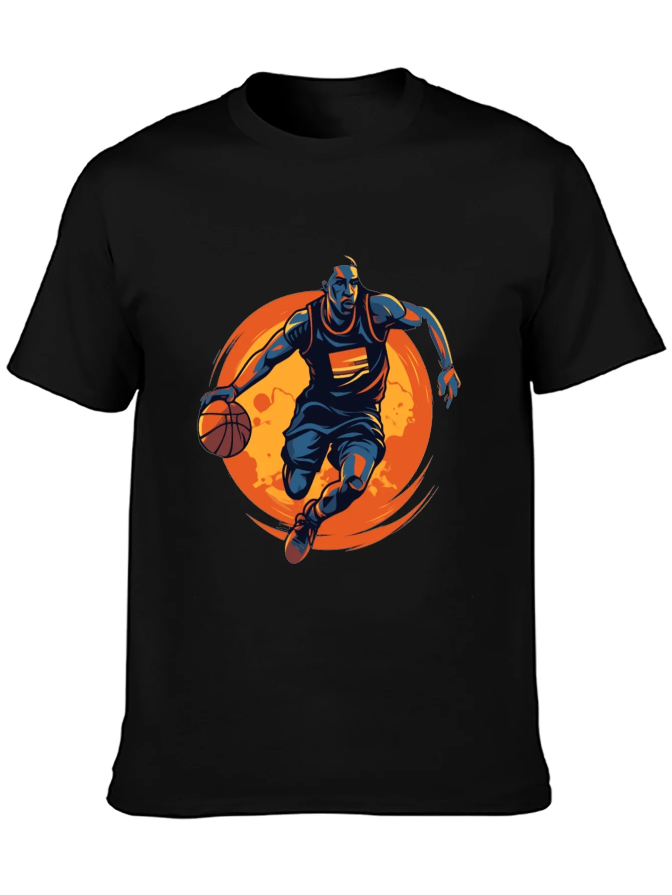 Basketball Graphic Tee - Black Cotton Shirt