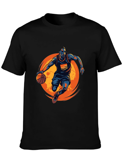 Basketball Graphic Tee - Black Cotton Shirt
