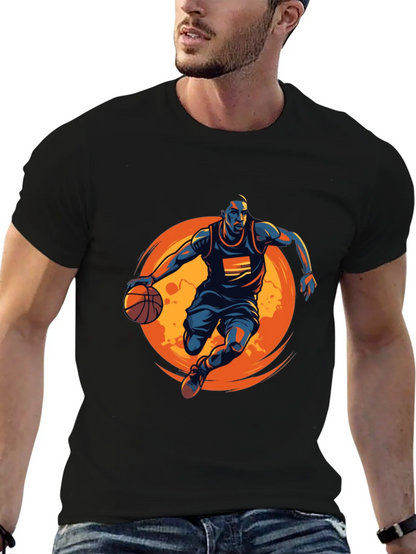 Basketball Graphic Tee - Black Cotton Shirt