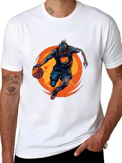 Basketball Graphic Tee - Black Cotton Shirt