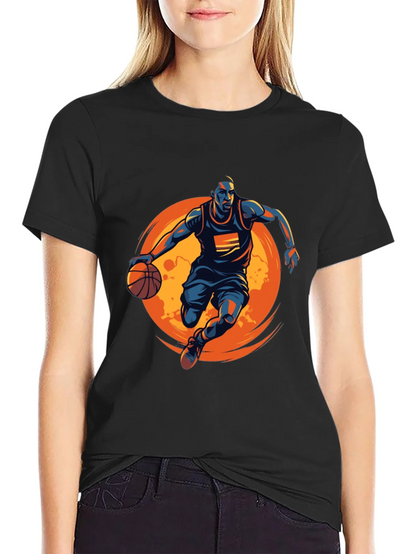 Basketball Graphic Tee - Black Cotton Shirt