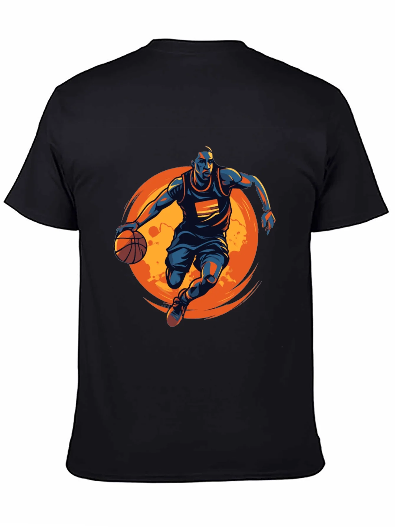 Basketball Graphic Tee - Black Cotton Shirt