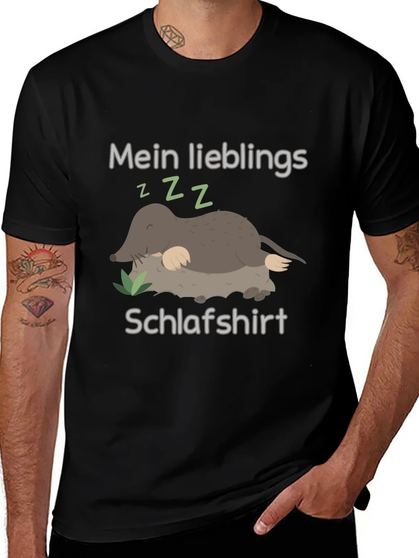 Cute Mole Sleeping Shirt Black Tee