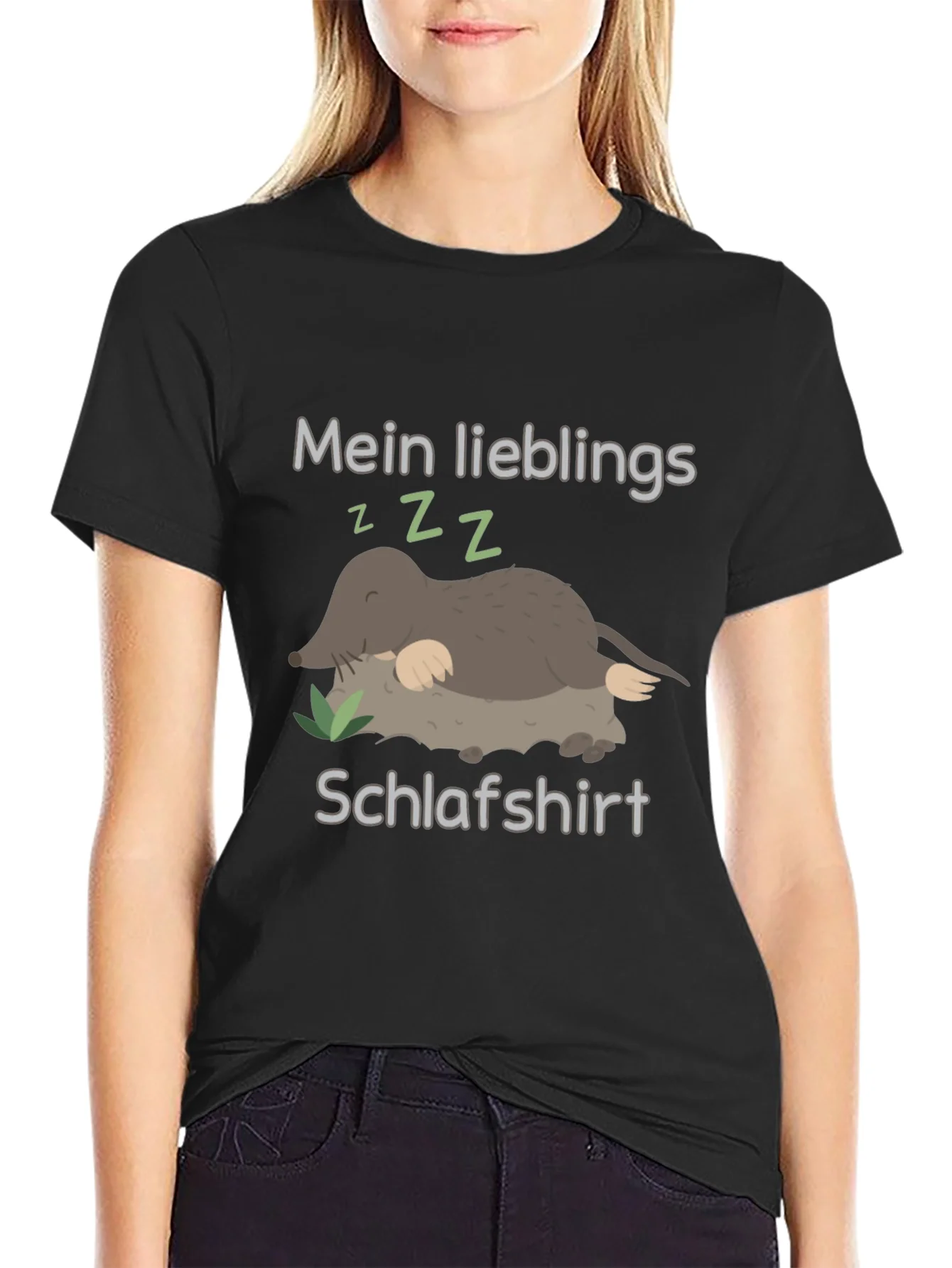 Cute Mole Sleeping Shirt Black Tee