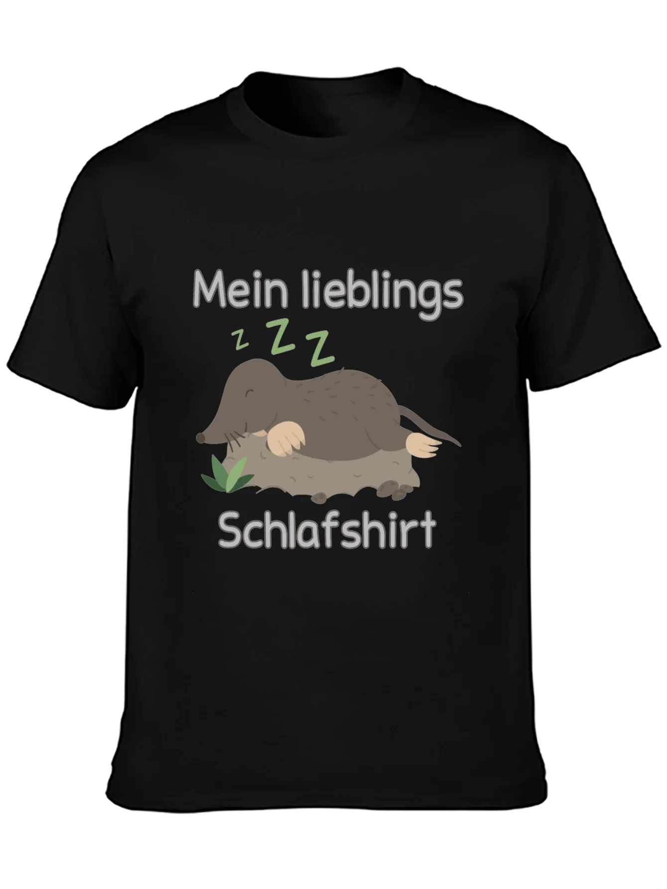 Cute Mole Sleeping Shirt Black Tee