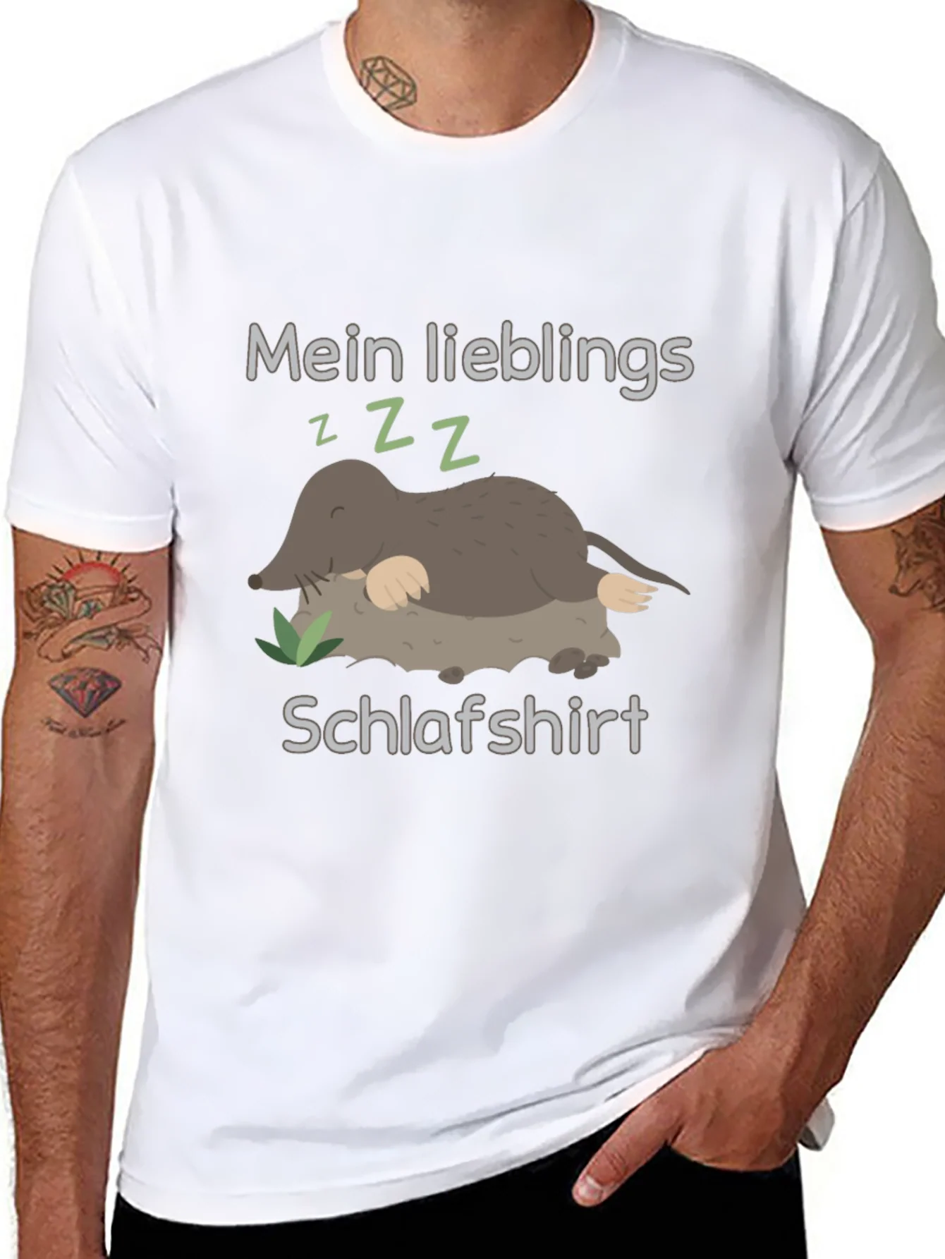 Cute Mole Sleeping Shirt Black Tee