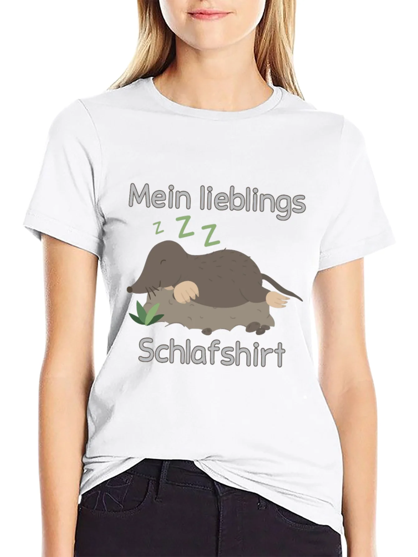Cute Mole Sleeping Shirt Black Tee