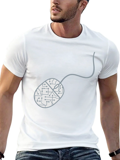 Circuit Mouse Graphic Tee - Black Cotton T-Shirt