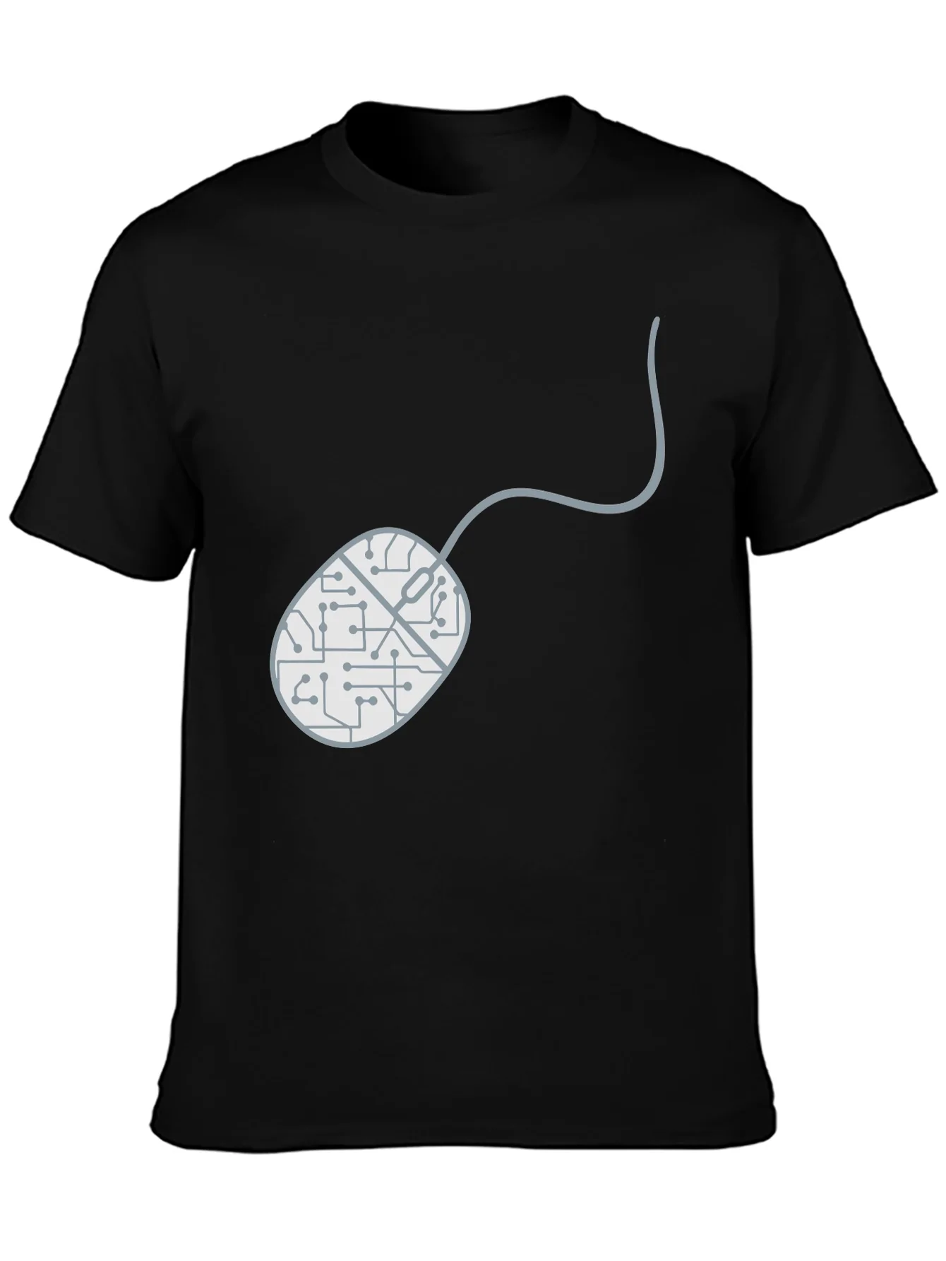 Circuit Mouse Graphic Tee - Black Cotton T-Shirt