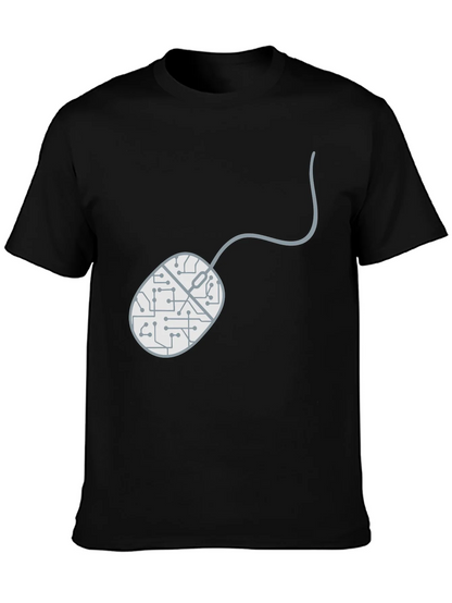 Circuit Mouse Graphic Tee - Black Cotton T-Shirt