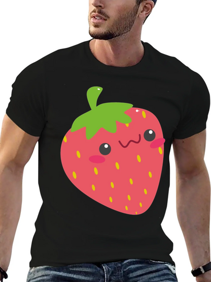 Kawaii Strawberry Graphic Tee - Black Unisex T-Shirt