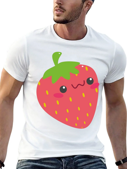 Kawaii Strawberry Graphic Tee - Black Unisex T-Shirt