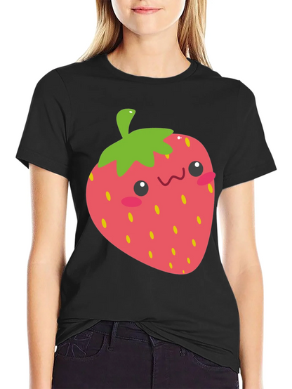 Kawaii Strawberry Graphic Tee - Black Unisex T-Shirt