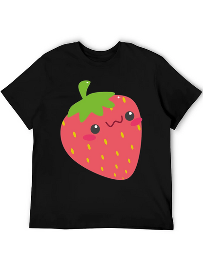 Kawaii Strawberry Graphic Tee - Black Unisex T-Shirt