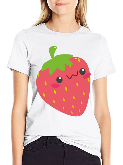 Kawaii Strawberry Graphic Tee - Black Unisex T-Shirt