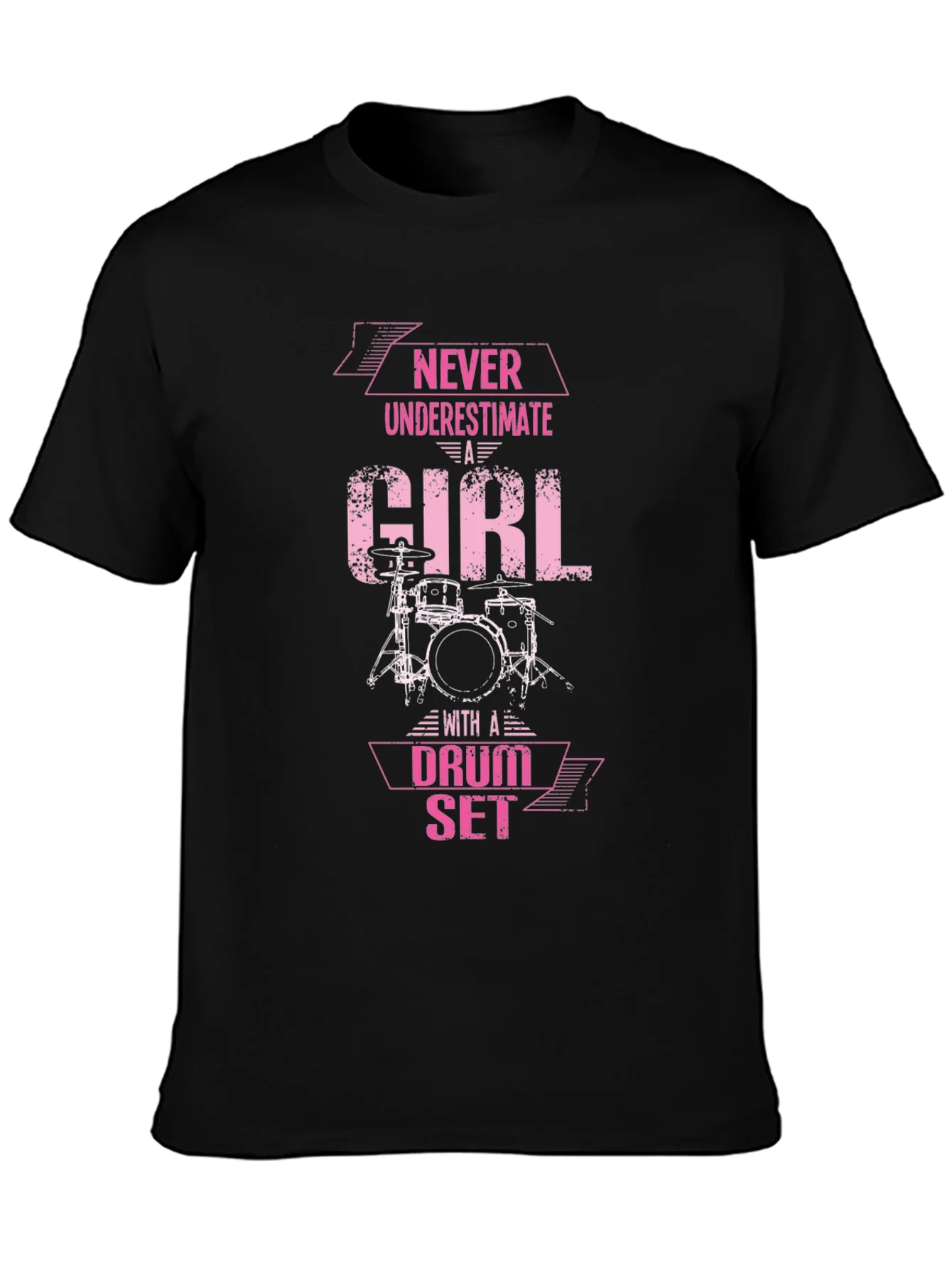 Never Underestimate a Girl Drum Set T-Shirt
