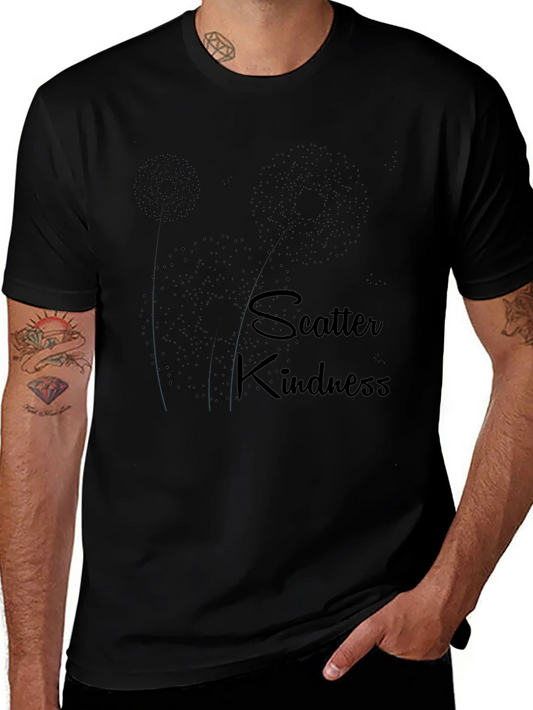 Scatter Kindness Black Graphic Tee for Men