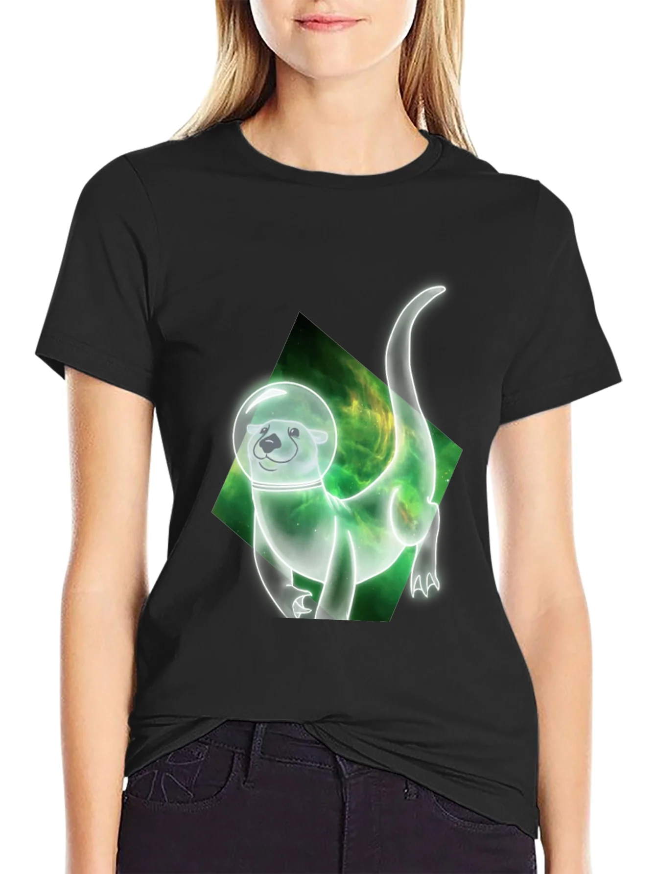 Space Otter Graphic Tee - Black