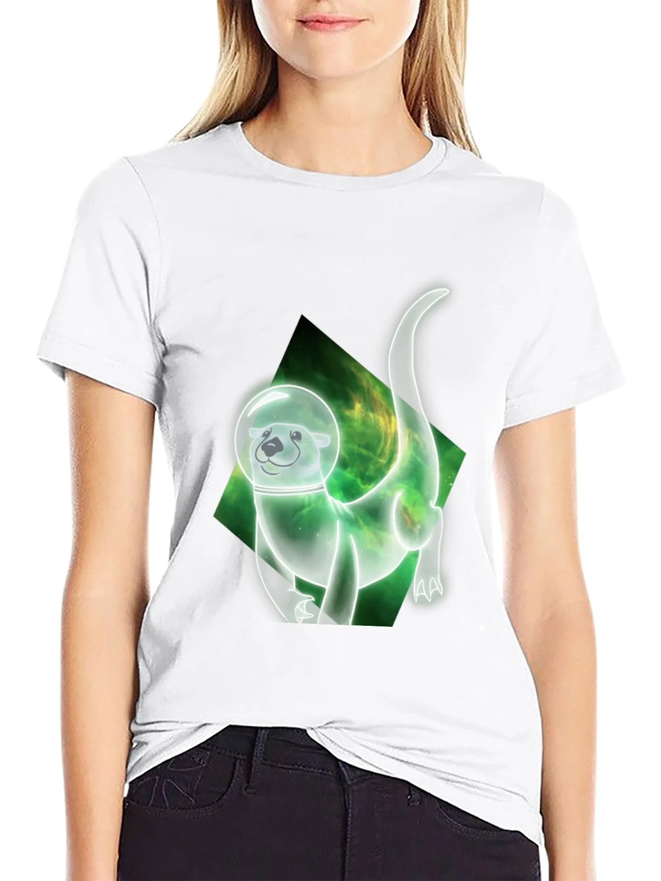Space Otter Graphic Tee - Black