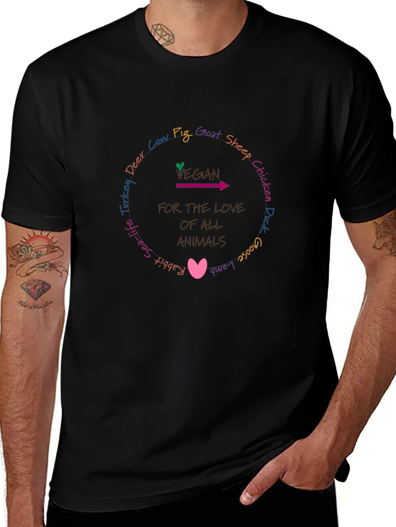 Vegan For The Love Of All Animals T-Shirt